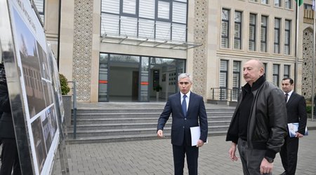 Prezident Şamaxı Avropa liseyinin yeni binasının açılışında iştirak edib