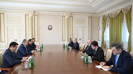 President Ilham Aliyev receives Kazakh ministers of foreign affairs and transport