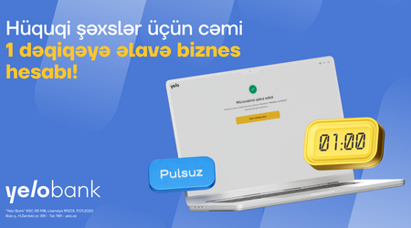 Yelo Bank ilə cəmi 1 dəqiqəyə, videozəngsiz əlavə biznes hesabı aç!