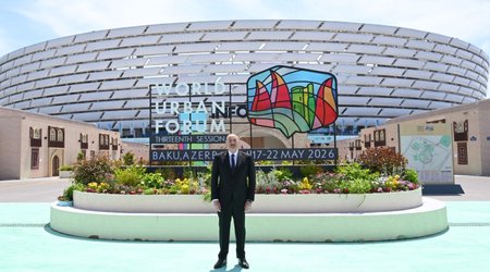 İlham Əliyev Bakı Olimpiya Stadionunun ərazisində WUF13 ilə bağlı görülən işlərlə tanış olub