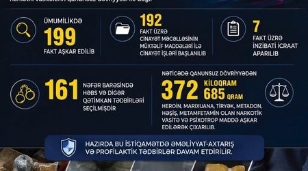 Son bir ayda narkotiklə bağlı 199 fakt aşkarlanıb, 372 kiloqramdan çox narkotik götürülüb - Video