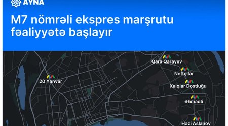 M7 nömrəli ekspres marşrutu fəaliyyətə başlayır