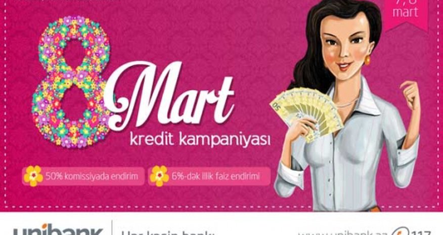 «Unibank» kreditlərin rəsmiləşdirilməsinə 50% bayram endirimi elan edib «Unibank» kreditlərin rəsmiləşdirilməsinə 50% bayram endirimi elan edib