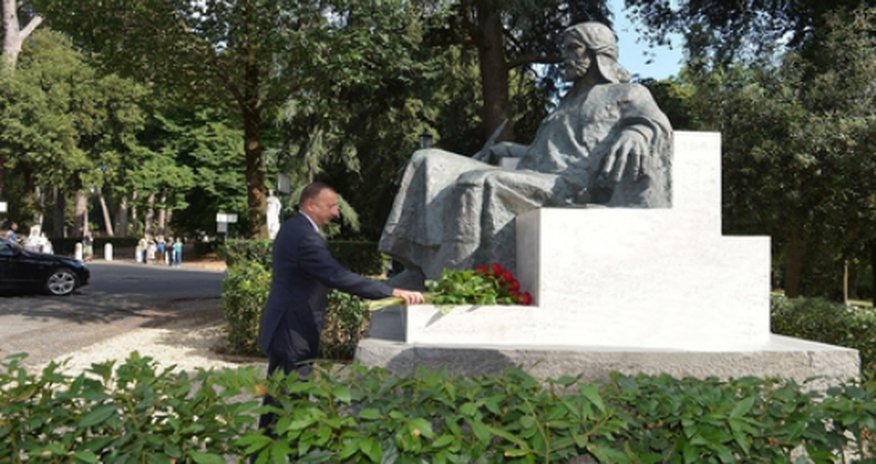 Aliyev visits Nizami Gancavi monument in Rome Aliyev visits Nizami Gancavi monument in Rome