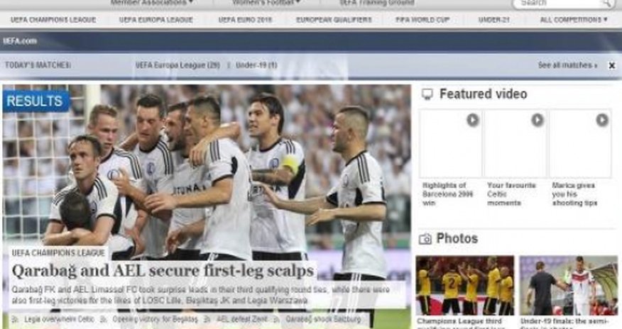 “Qarabağ” UEFA-nın manşetində “Qarabağ” UEFA-nın manşetində
