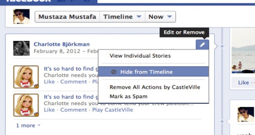 The Facebook HIDE button The Facebook HIDE button