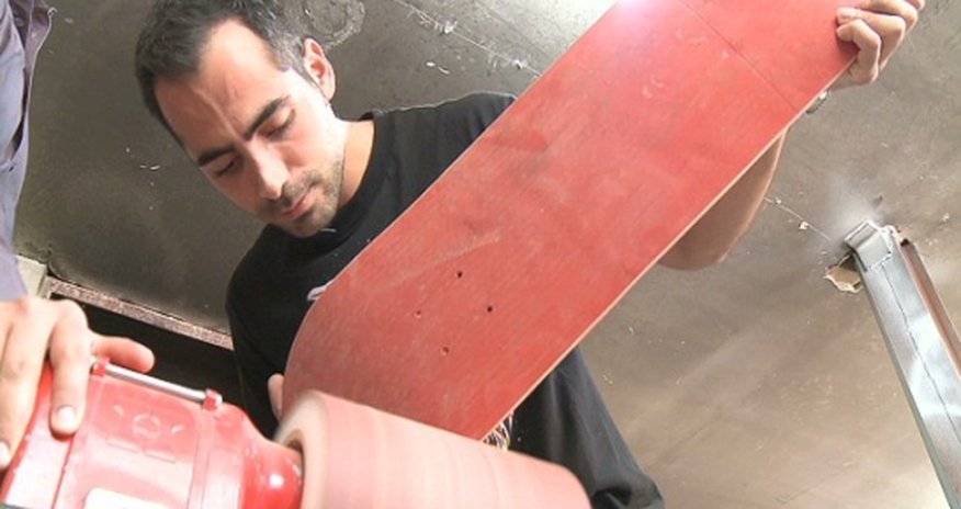 Entrepreneur makes skateboards in Iranian basement Entrepreneur makes skateboards in Iranian basement