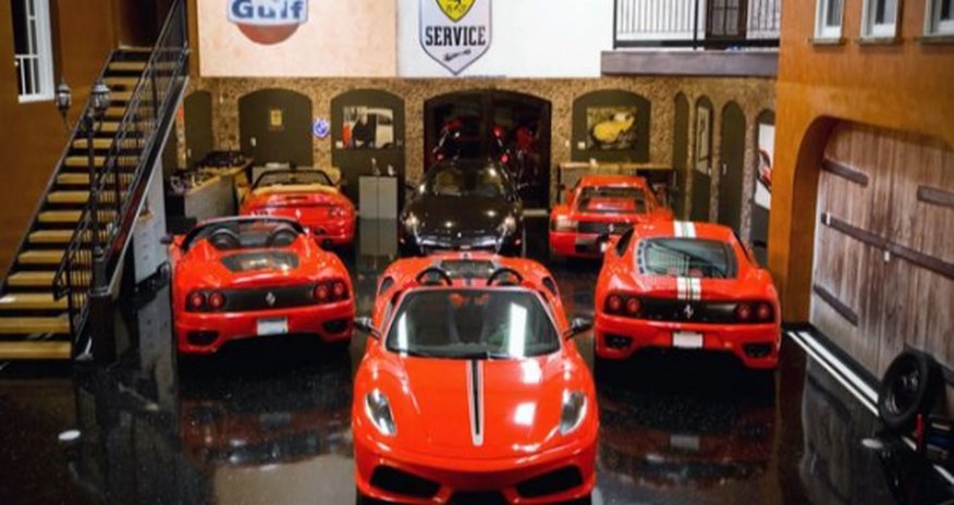 $600,000 Man Cave Features Ferrari Parked Next to Sofa $600,000 Man Cave Features Ferrari Parked Next to Sofa
