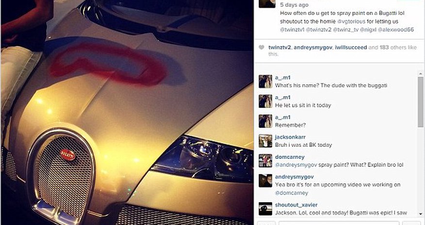 Vandals add rude paint job to $2.5m Bugatti - PHOTO+VIDEO Vandals add rude paint job to $2.5m Bugatti - PHOTO+VIDEO