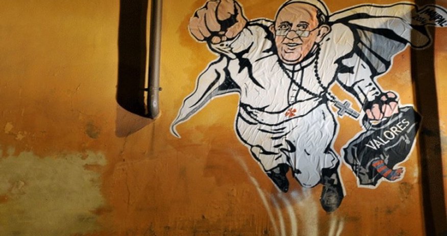 Pope Francis becomes 'SuperPope' in Vatican-approved graffiti Pope Francis becomes 'SuperPope' in Vatican-approved graffiti
