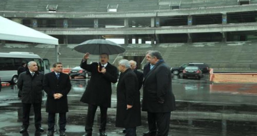 Aliyev visits Olympics Stadium under construction in Baku Aliyev visits Olympics Stadium under construction in Baku