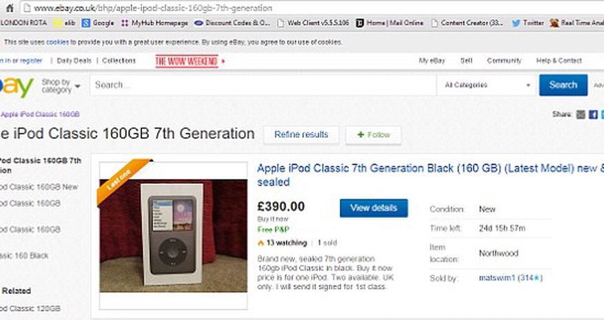 Music fans pay up to four times original price for discontinued iPod Classic