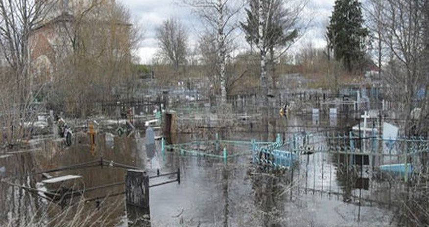 Кладбище залило сточными водами Кладбище залило сточными водами