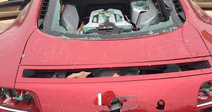 Wife's wrath who destroys his beloved Audi R8 in revenge Wife's wrath who destroys his beloved Audi R8 in revenge