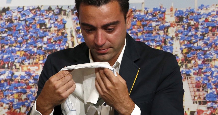 Barcelona's Xavi weeps during farewell tribute Barcelona's Xavi weeps during farewell tribute