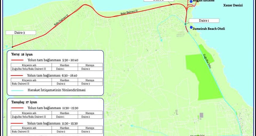 Velosiped yarışı zamanı bağlanacaq yollar - SİYAHI Velosiped yarışı zamanı bağlanacaq yollar - SİYAHI