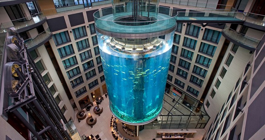 Incredible 82ft-tall hotel aquarium in Berlin Incredible 82ft-tall hotel aquarium in Berlin