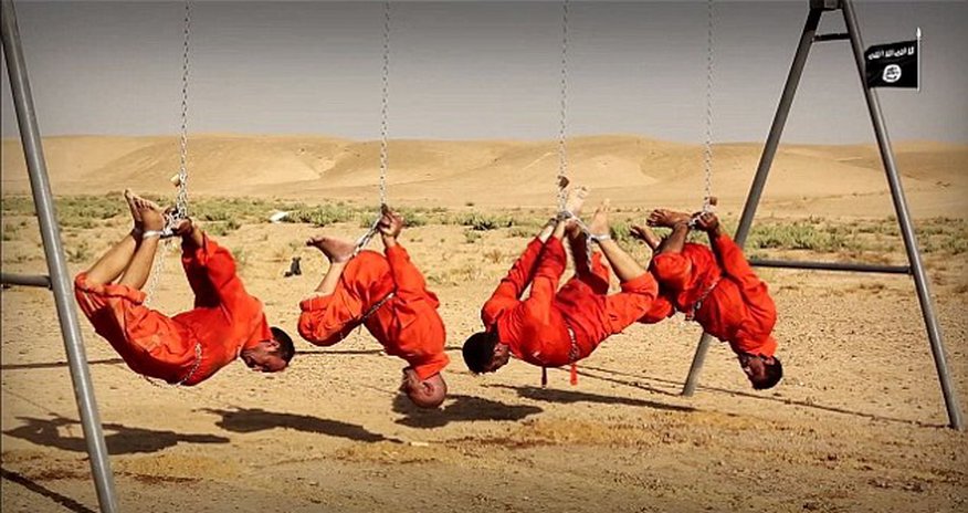 Chained upside down and burned alive Chained upside down and burned alive