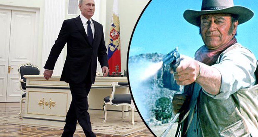 'Gunslinger' Vladimir Putin walks like he rules the Wild West 'Gunslinger' Vladimir Putin walks like he rules the Wild West