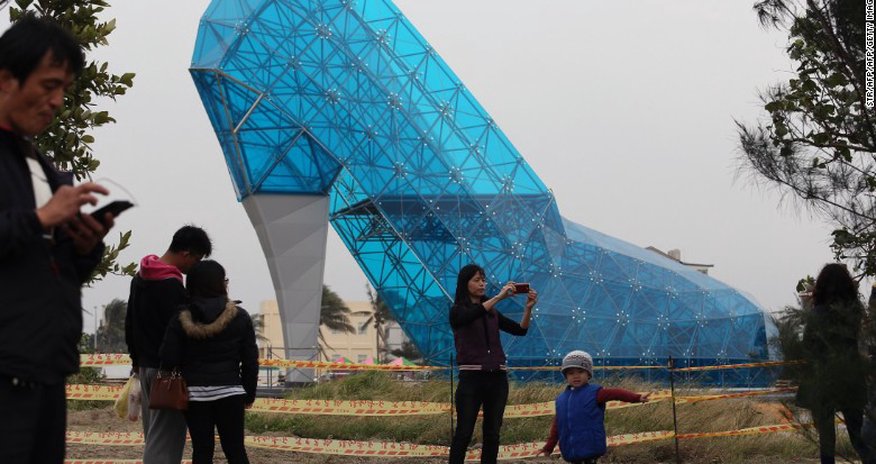 Taiwan is building a church and it's a giant glass shoe Taiwan is building a church and it's a giant glass shoe