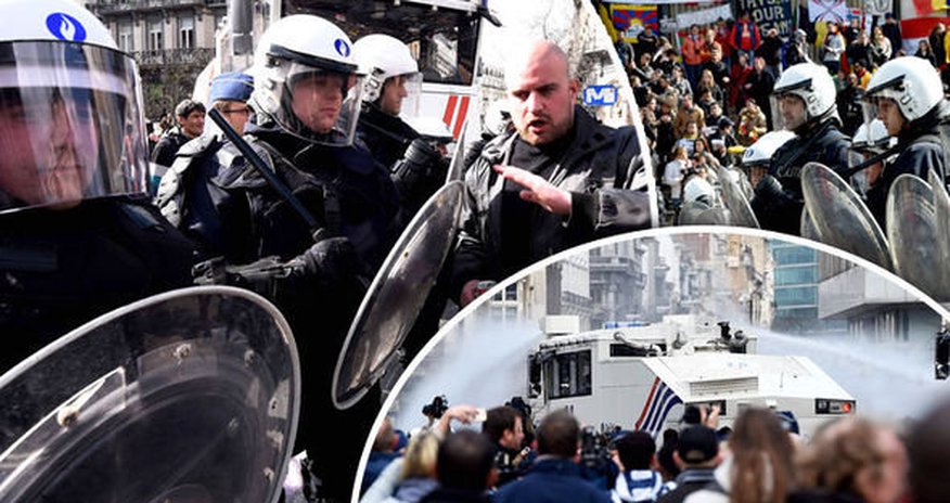 Brussels in turmoil as riot police clash with far right protestors Brussels in turmoil as riot police clash with far right protestors
