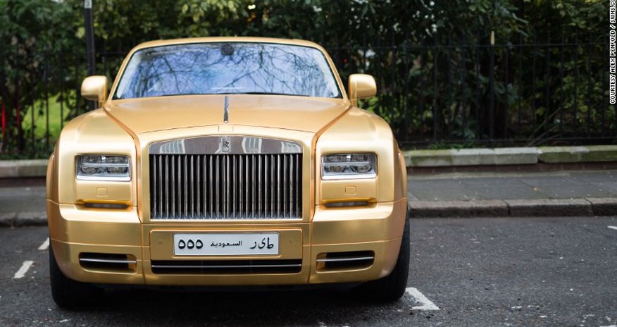 Super-rich Saudi arrives in London with fleet of gold cars Super-rich Saudi arrives in London with fleet of gold cars