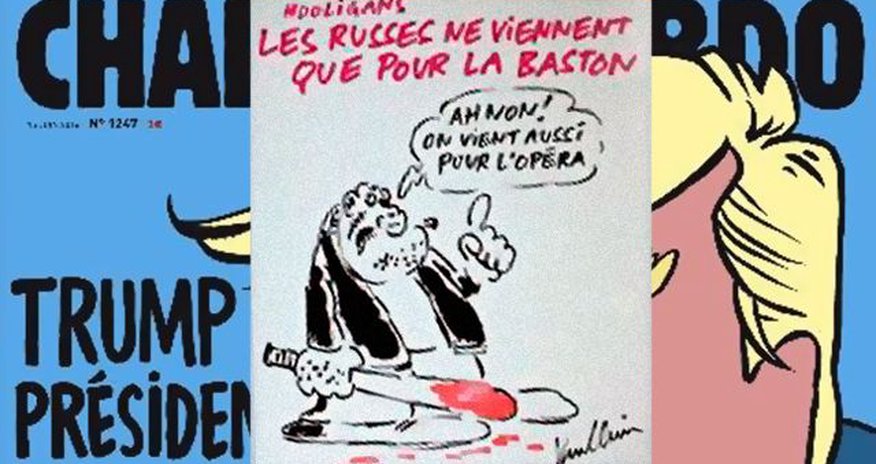 Charlie Hebdo высмеял российских фанатов Charlie Hebdo высмеял российских фанатов