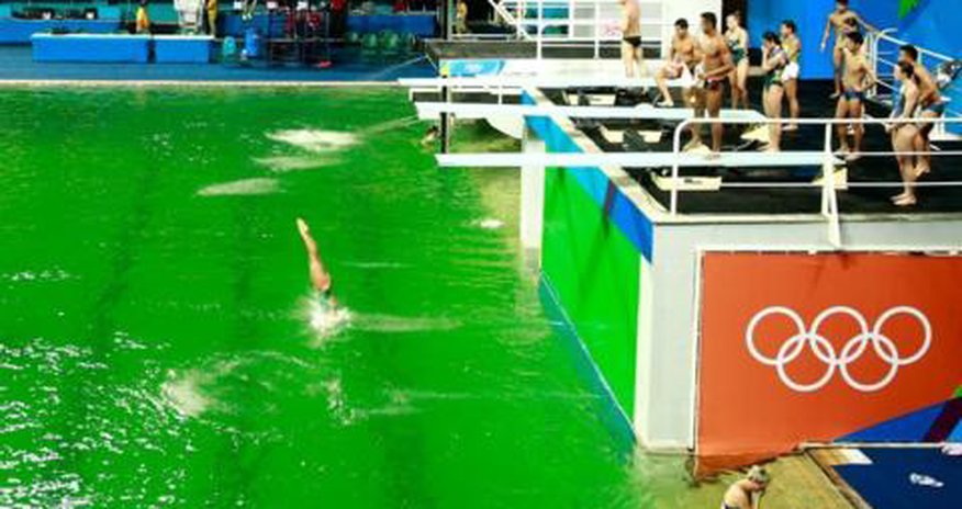 Olympic pool turns green Olympic pool turns green