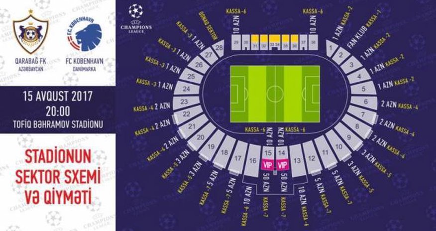 "Qarabağ" – “Kopenhagen” matçının biletləri satışa "Qarabağ" – “Kopenhagen” matçının biletləri satışa