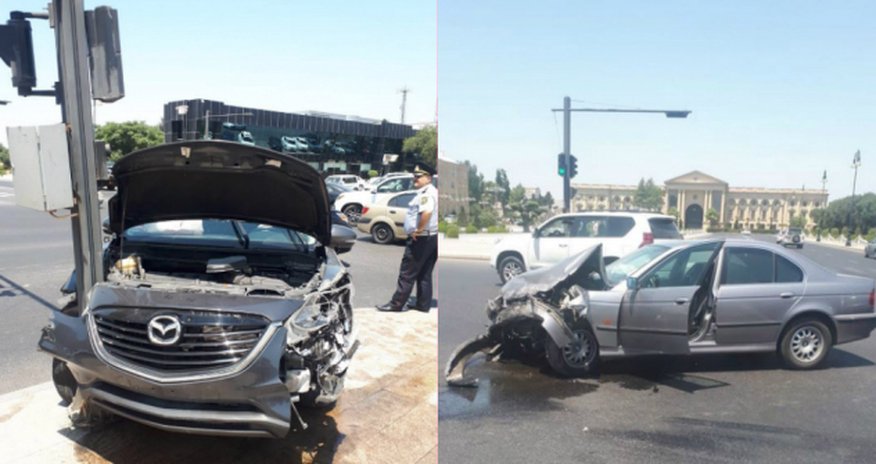 Bakıda polisdən qaçan "Mazda" qəza etdi - VİDEO Bakıda polisdən qaçan "Mazda" qəza etdi - VİDEO