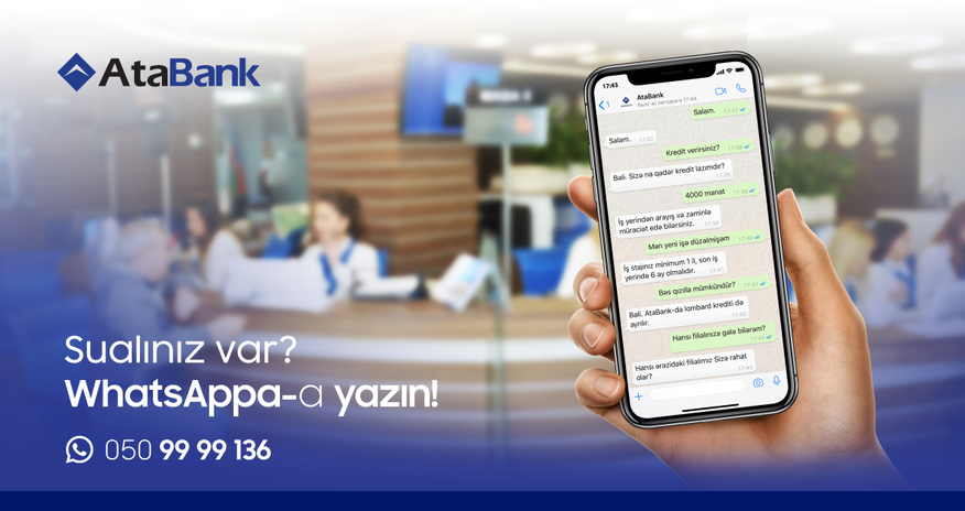 AtaBank-dan yeni kommunikasiya kanalı! AtaBank-dan yeni kommunikasiya kanalı!