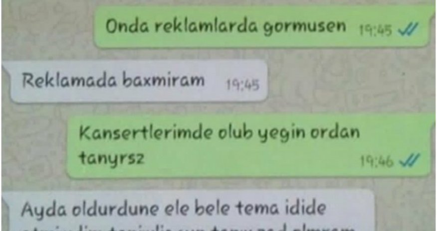 Azərbaycanlı aktrisanın “WhatsApp” yazışması yayıldı - FOTOLAR Azərbaycanlı aktrisanın “WhatsApp” yazışması yayıldı - FOTOLAR