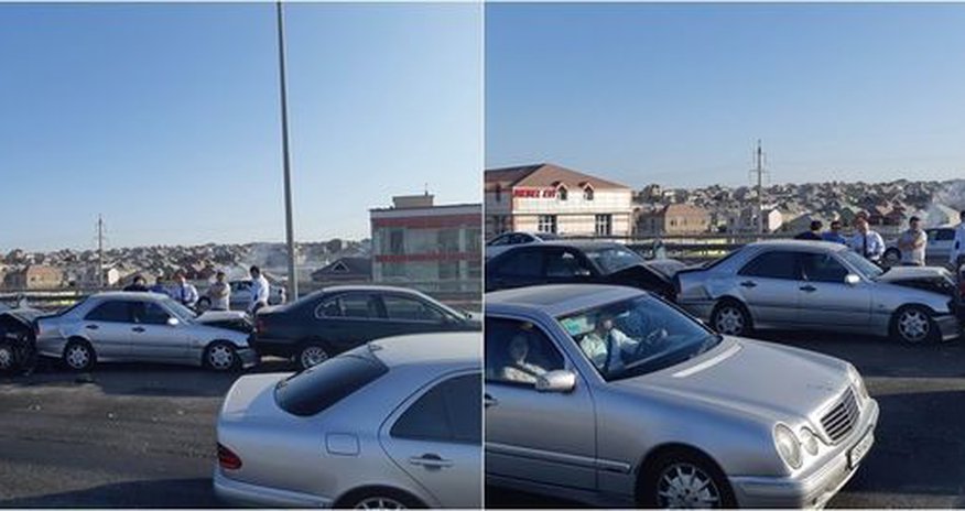 Цепная авария на трассе Баку-Сумгайыт Цепная авария на трассе Баку-Сумгайыт