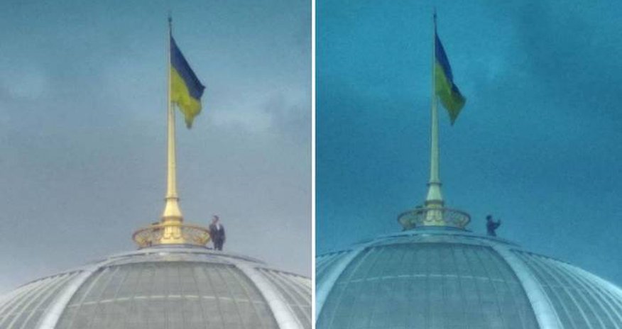 Зеленский залез на купол Рады Зеленский залез на купол Рады