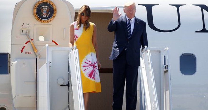 Трамп прилетел на G7 вместе с женой Трамп прилетел на G7 вместе с женой