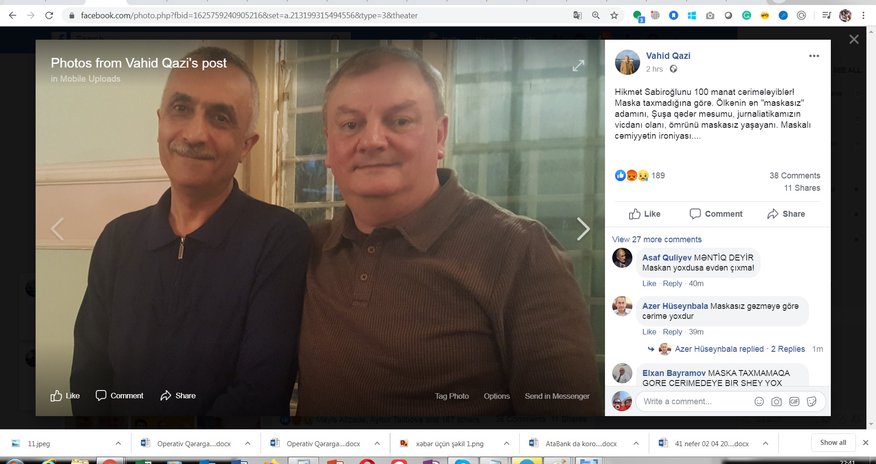 Tanınmış jurnalist 100 manat cərimə olundu. Tapılmayan maskaya görə... Tanınmış jurnalist 100 manat cərimə olundu. Tapılmayan maskaya görə...
