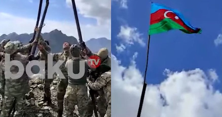 Ordumuz işğaldan azad edilmiş ərazidə Azərbaycan Bayrağını sancdı - VİDEO Ordumuz işğaldan azad edilmiş ərazidə Azərbaycan Bayrağını sancdı - VİDEO