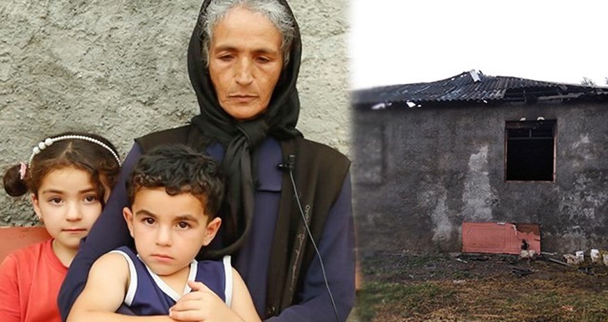 Oğlu minaya düşərək ölən ananın evi yandı Oğlu minaya düşərək ölən ananın evi yandı