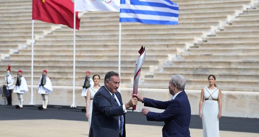 Greece lights flame for 2022 Winter Olympics Greece lights flame for 2022 Winter Olympics