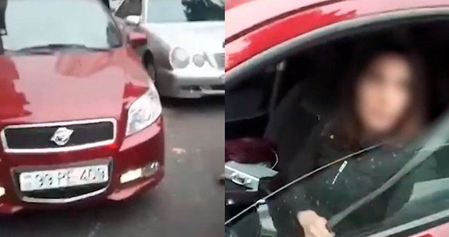Bakıda qadın sürücü tıxaca səbəb oldu - Video Bakıda qadın sürücü tıxaca səbəb oldu - Video