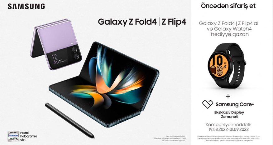 Galaxy Z Fold4 və Galaxy Z Flip4 öncədən sifariş etmək üçün üç gün qalıb! - FOTO Galaxy Z Fold4 və Galaxy Z Flip4 öncədən sifariş etmək üçün üç gün qalıb! - FOTO
