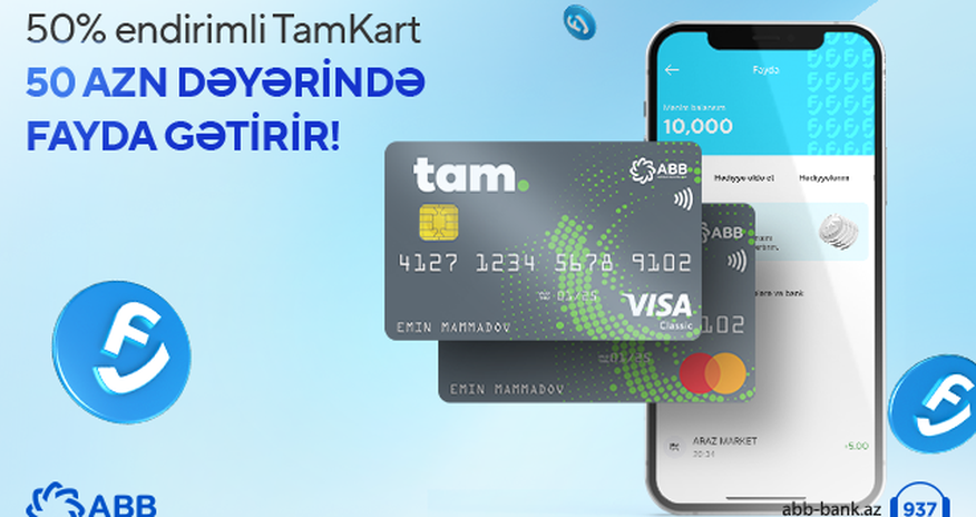 Yarı qiymətinə TamKart al, 50 manat da əlavə qazan! Yarı qiymətinə TamKart al, 50 manat da əlavə qazan!