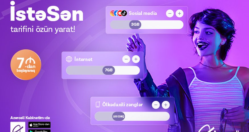 "Azercell" ilk dəfə müştərilərin sərbəst dizayn edə biləcəyi yeni rəqəmsal tarif təqdim edir! "Azercell" ilk dəfə müştərilərin sərbəst dizayn edə biləcəyi yeni rəqəmsal tarif təqdim edir!