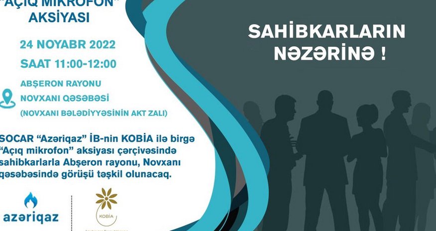 “Azəriqaz” Abşeronda sahibkarlarla növbəti görüş keçirəcək “Azəriqaz” Abşeronda sahibkarlarla növbəti görüş keçirəcək