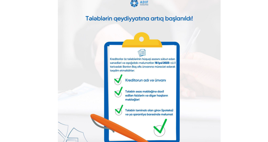 Günay Bankın kreditorlarının tələblərinin qeydiyyatına başlanılıb Günay Bankın kreditorlarının tələblərinin qeydiyyatına başlanılıb