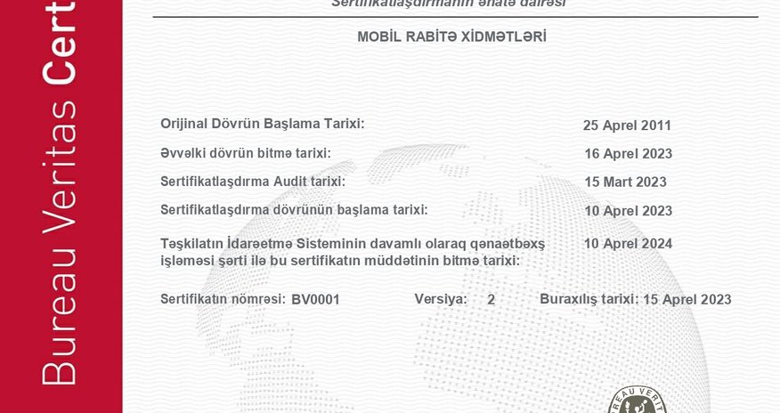 Azercell has passed an international assessment on Customer Services Azercell has passed an international assessment on Customer Services