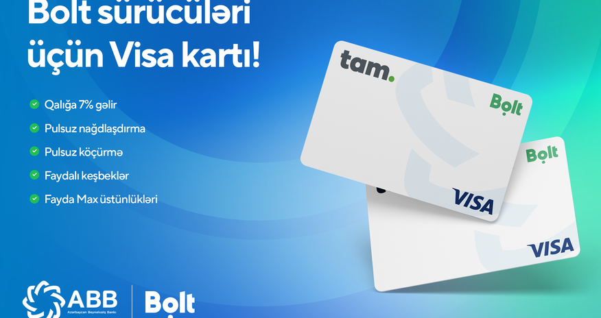 ABB-dən Bolt sürücülərinə özəl Visa kartı! ABB-dən Bolt sürücülərinə özəl Visa kartı!