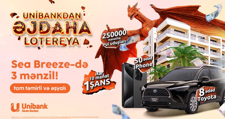 Unibankın “Əjdaha” lotereyasının ilk tirajının qalibləri 30 avqustda məlum olacaq Unibankın “Əjdaha” lotereyasının ilk tirajının qalibləri 30 avqustda məlum olacaq