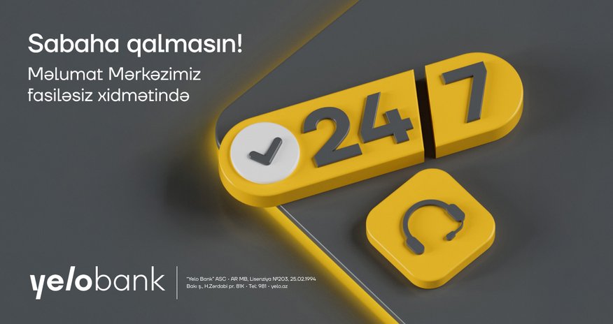 Yelo Bank's Information Center is now open 24/7! Yelo Bank's Information Center is now open 24/7!