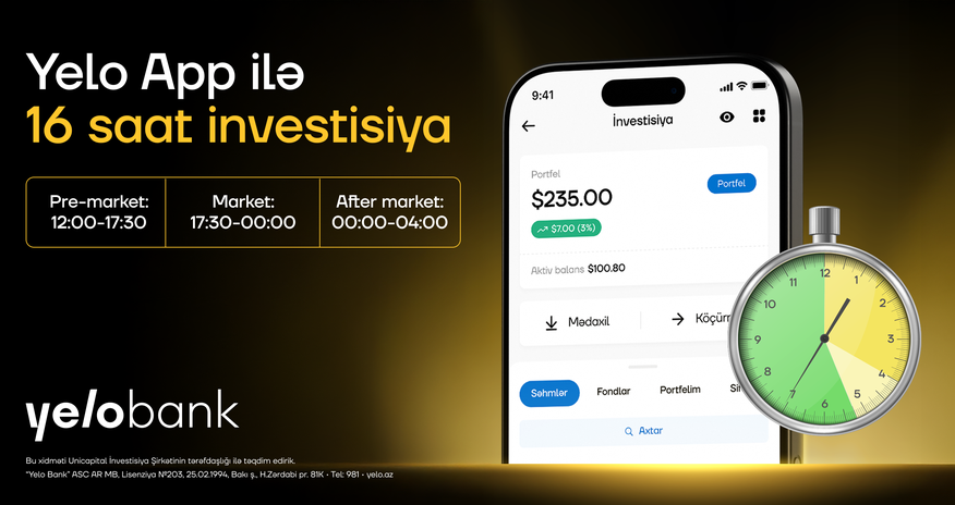Yelo Invest-də limit sifarişi funksiyası aktiv oldu Yelo Invest-də limit sifarişi funksiyası aktiv oldu